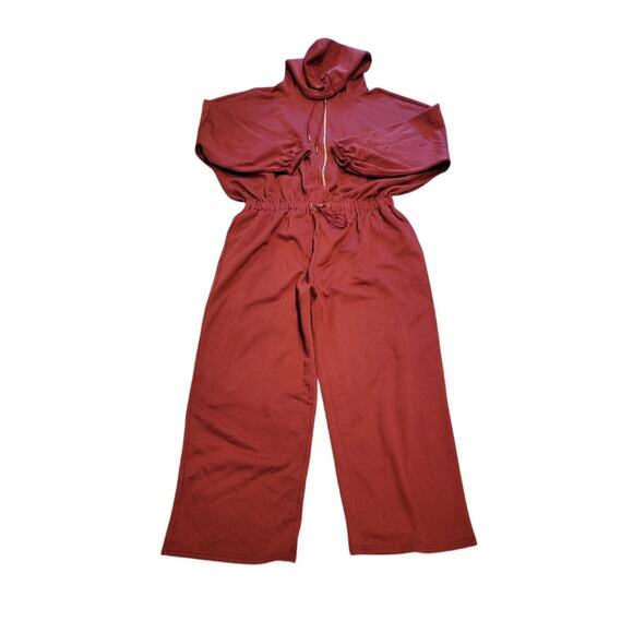 NWT SAVAGE Fenty Fleece Jumpsuit Hoodie Sz XL Long Sleeve Loungewear Cinnamon - Picture 1 of 14